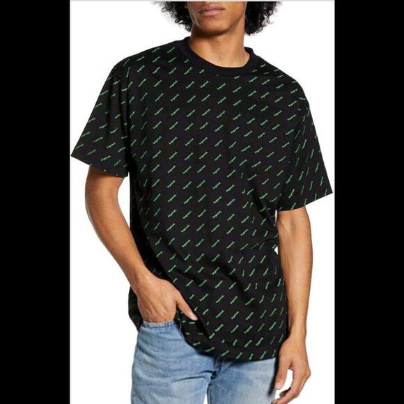 Other - WESC Mason T Shirt M/L/4 Graphic Tee Black W Green Legend Allover Print Sweden